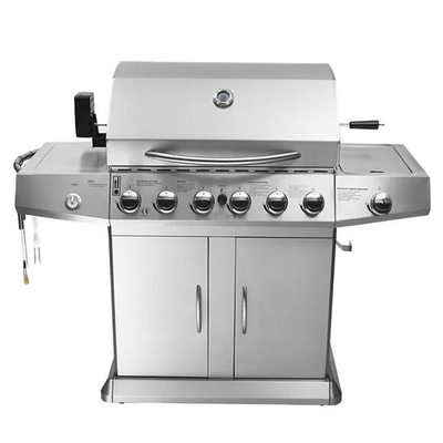 Email op hoge temperatuur 6 de BARBECUEgrill van het Brandergas met Kabinettenwielen