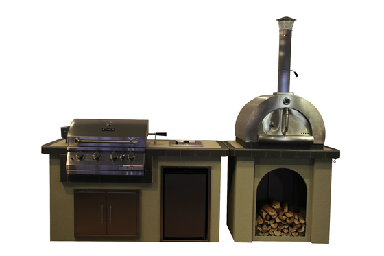 Oven van de Pizzaoven steel wood fired pizza van het eilandenaga Roestvrije staal de Hout In brand gestoken