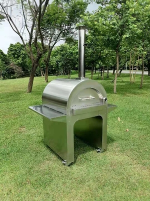 Oven van de Pizzaoven brush outdoor stainless pizza van het 4 wielenroestvrije staal de Hout In brand gestoken